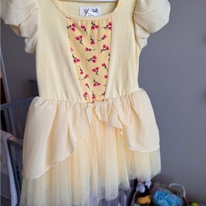 Taylor Joelle Belle Inspired Yellow Floral Panel Tulle Toddler Dress